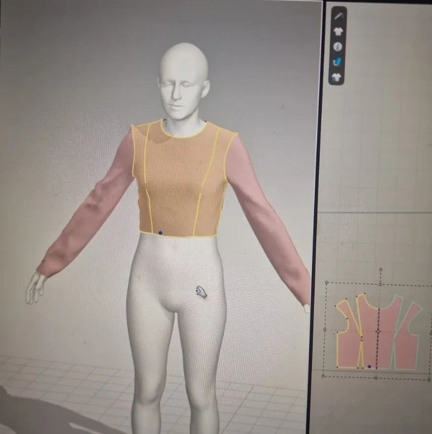 3D Fashion Design of Long Sleeve Top with Digital Pattern Layout