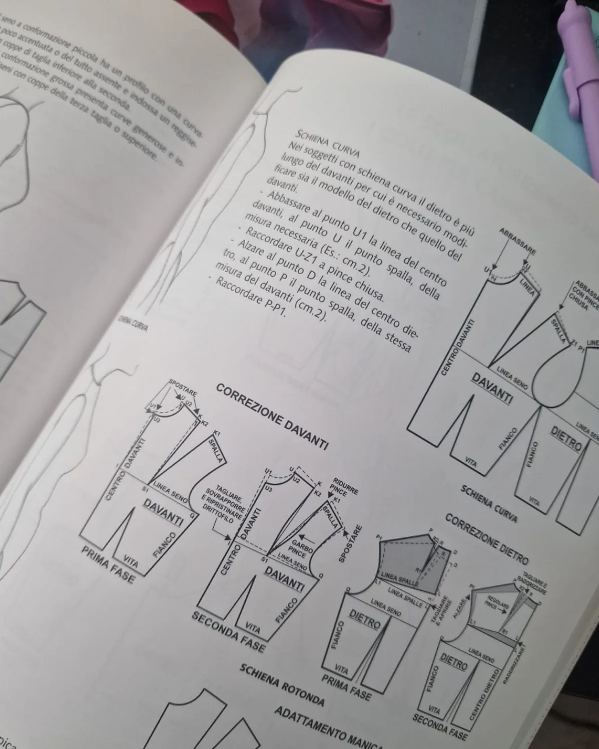 Illustrations and Instructions for Clothing Pattern Adjustments for Front and Curved Back
